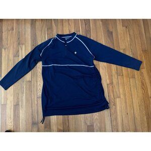 Coolibar Women's Lawai Ruche Swim Shirt Tunic 1/4 Zip UPF 50+ Navy Size XXL